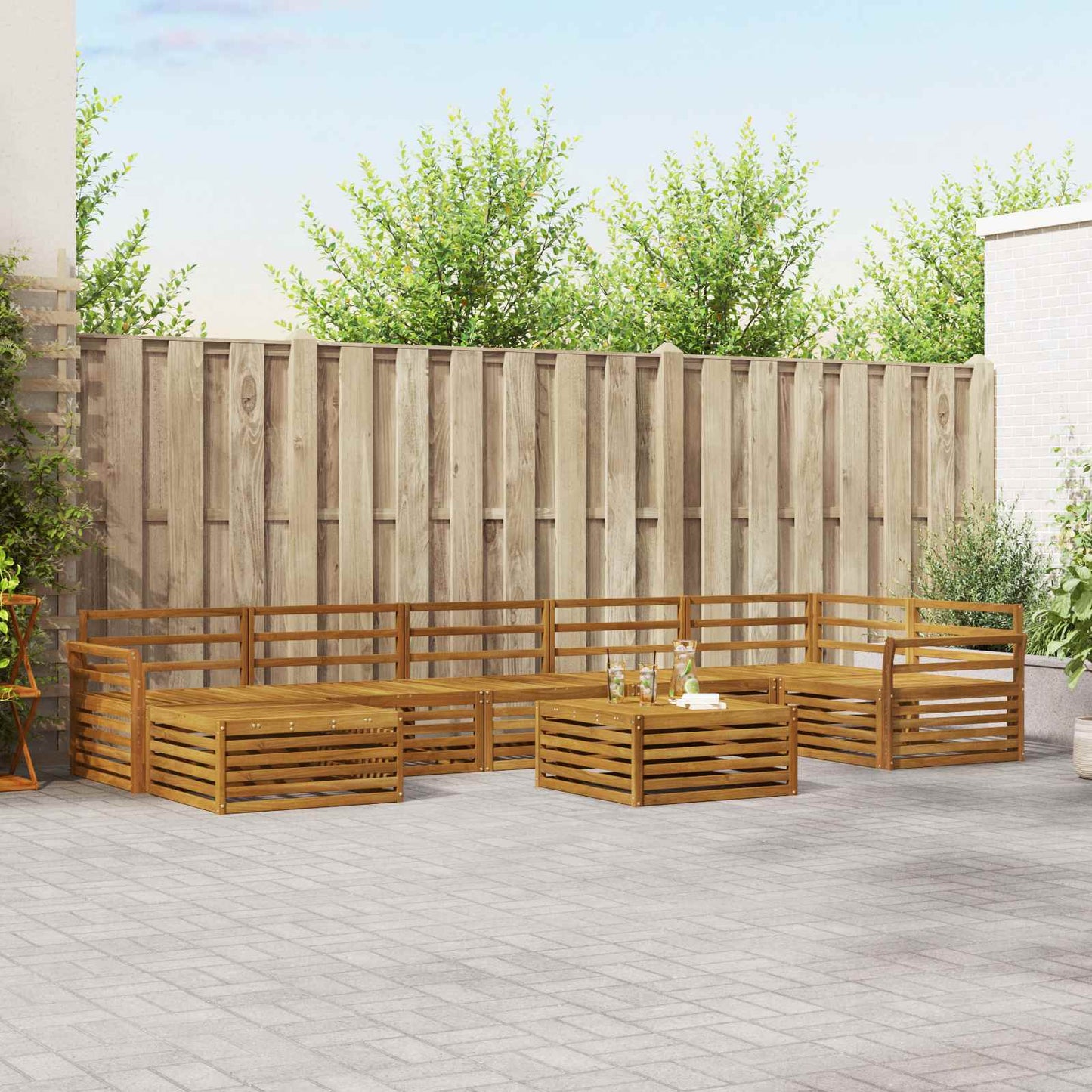 Outdoor Sofa Set 8 pcs Natural