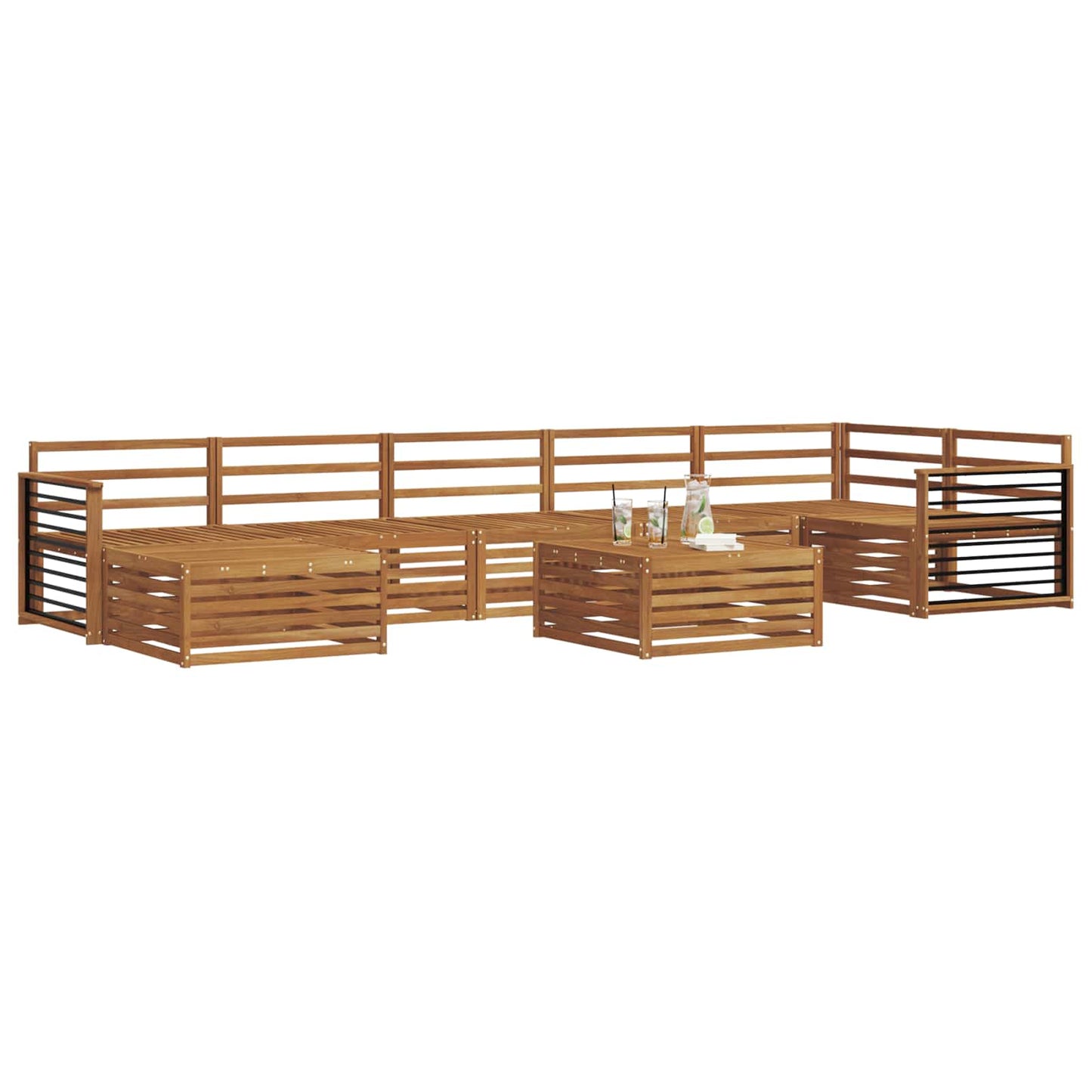 Sofa Sets 8 pcs Natural Solid Acacia Wood