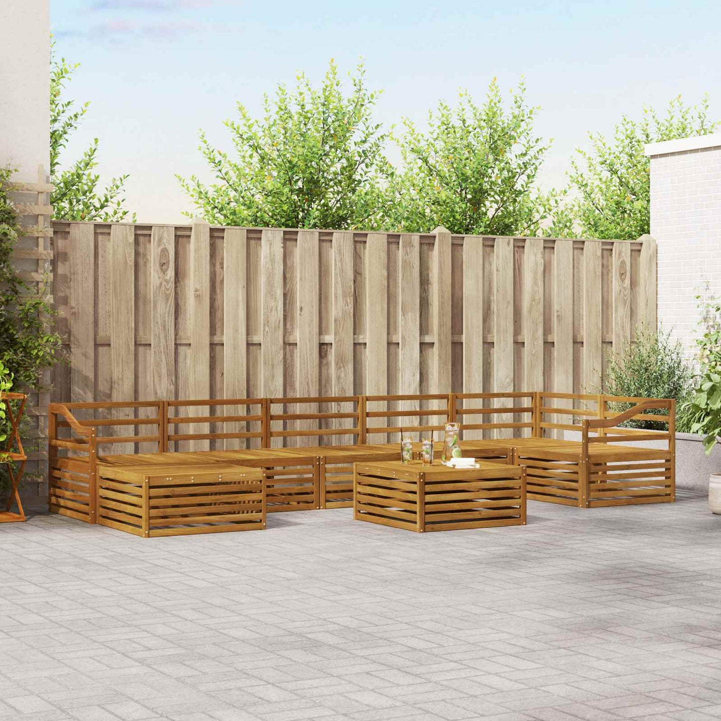 Outdoor Sofa Set 8 pcs Natural
