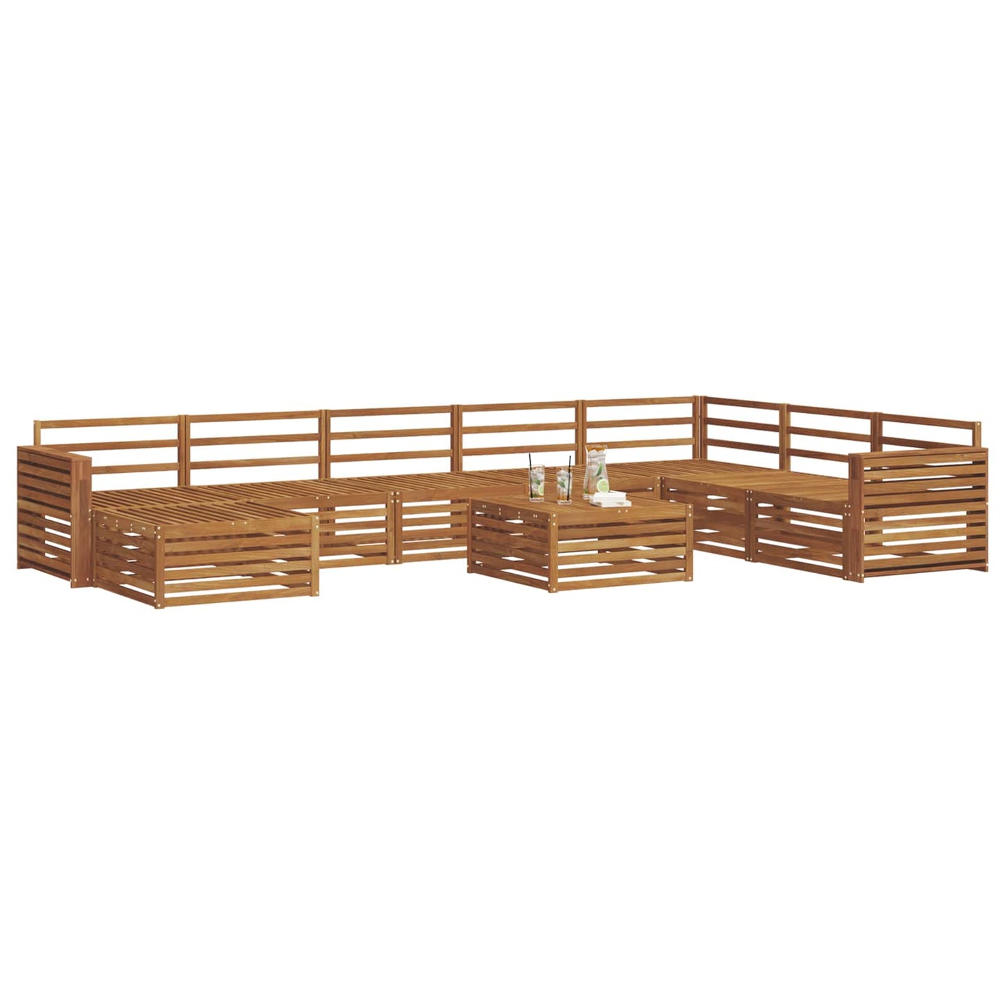 Outdoor Sofa Set 9 pcs Natural Solid Acacia Wood