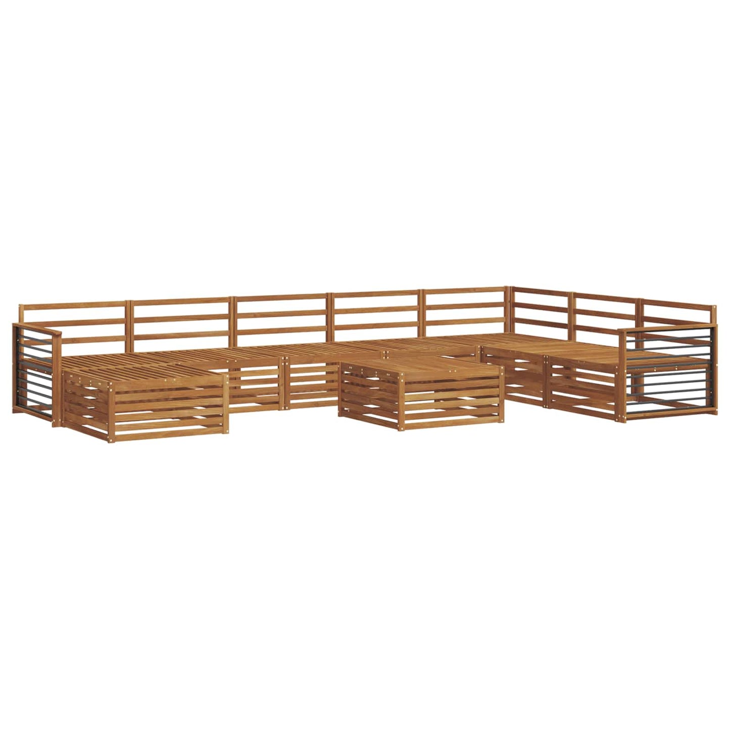 Sofa Sets 9 pcs Natural Solid Acacia Wood
