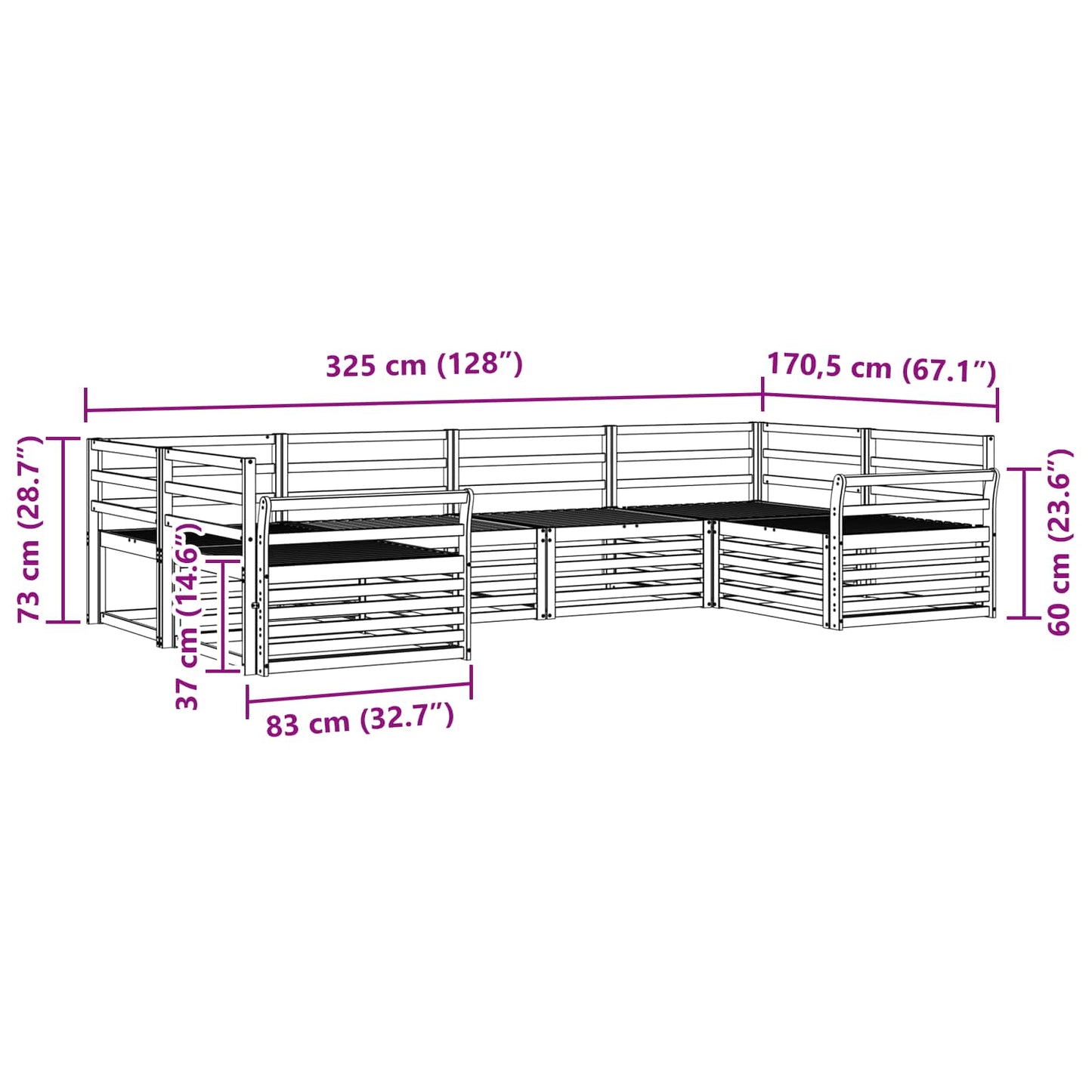 Outdoor Sofa Set 6 pcs Natural