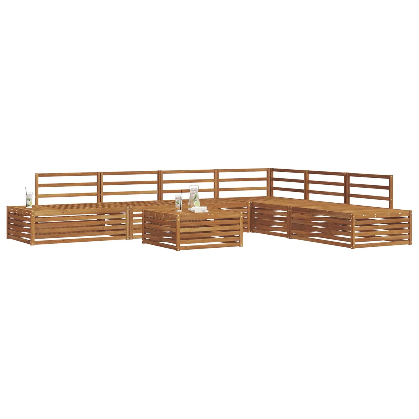 Outdoor Sofa Set 7 Piece Natural Solid Acacia Wood