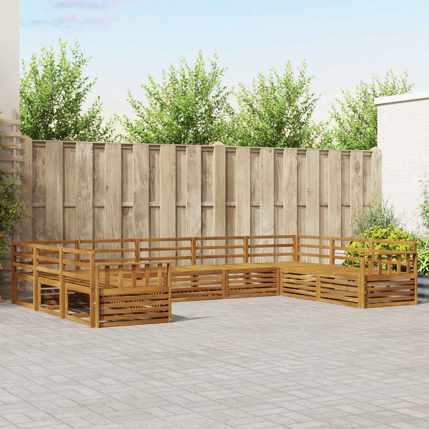Outdoor Sofa Set 9 pcs Natural Solid Acacia Wood
