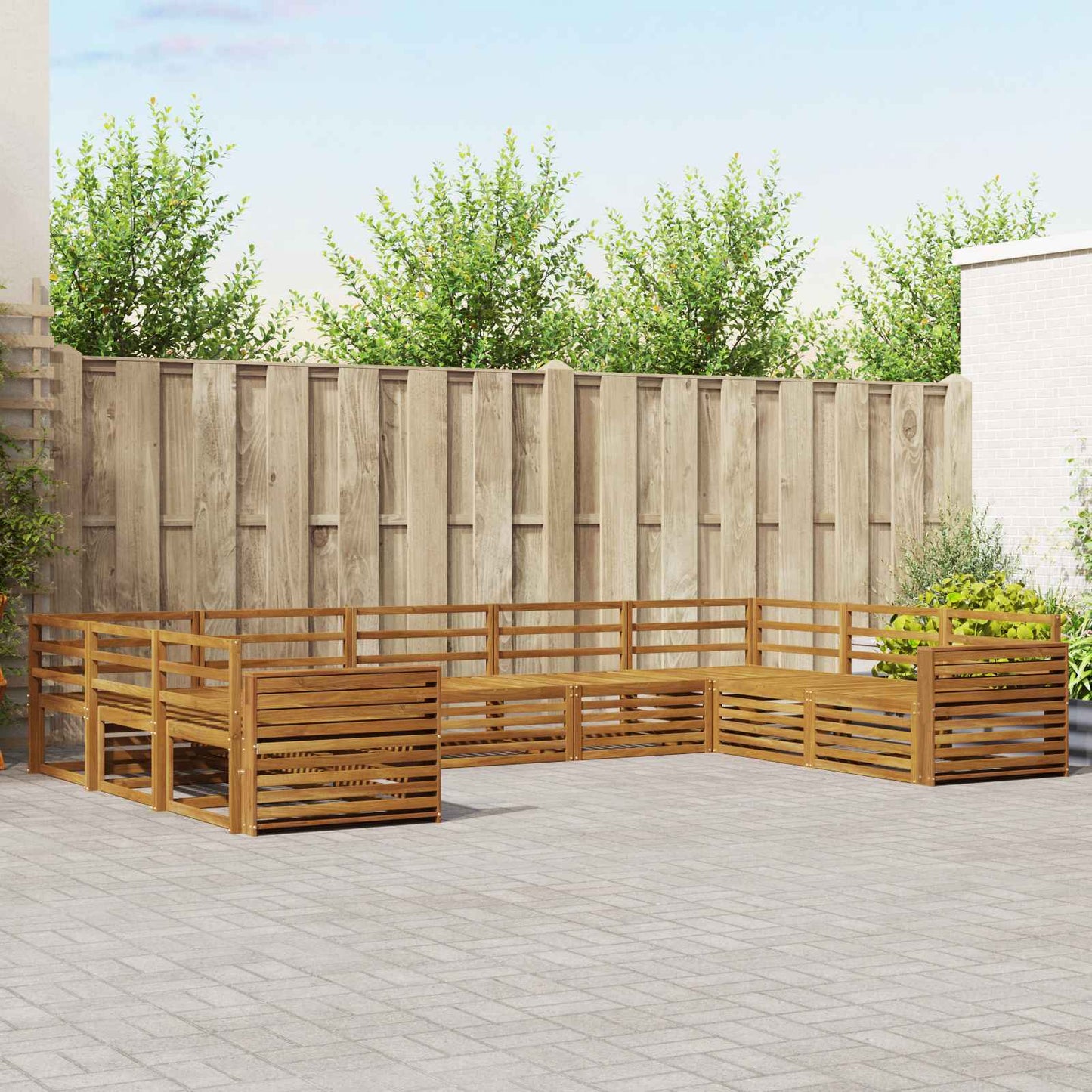 Outdoor Sofa Set 9 pcs Natural Solid Acacia Wood