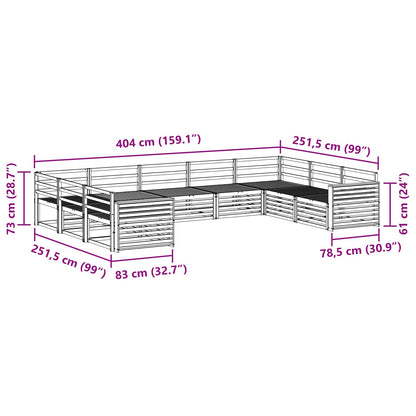 Outdoor Sofa Set 9 pcs Natural Solid Acacia Wood