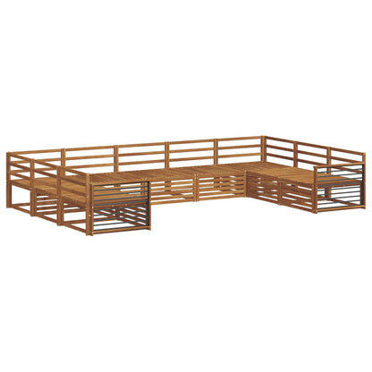 Sofa Sets 9 pcs Natural Solid Acacia Wood