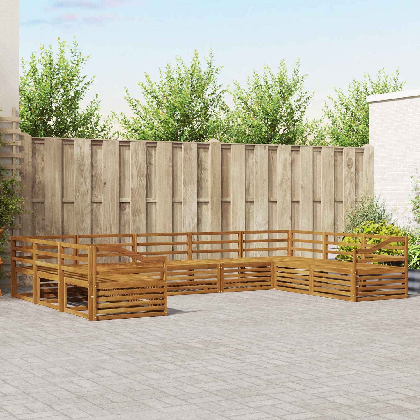 Outdoor Sofa Set 9 pcs Natural Solid Acacia Wood