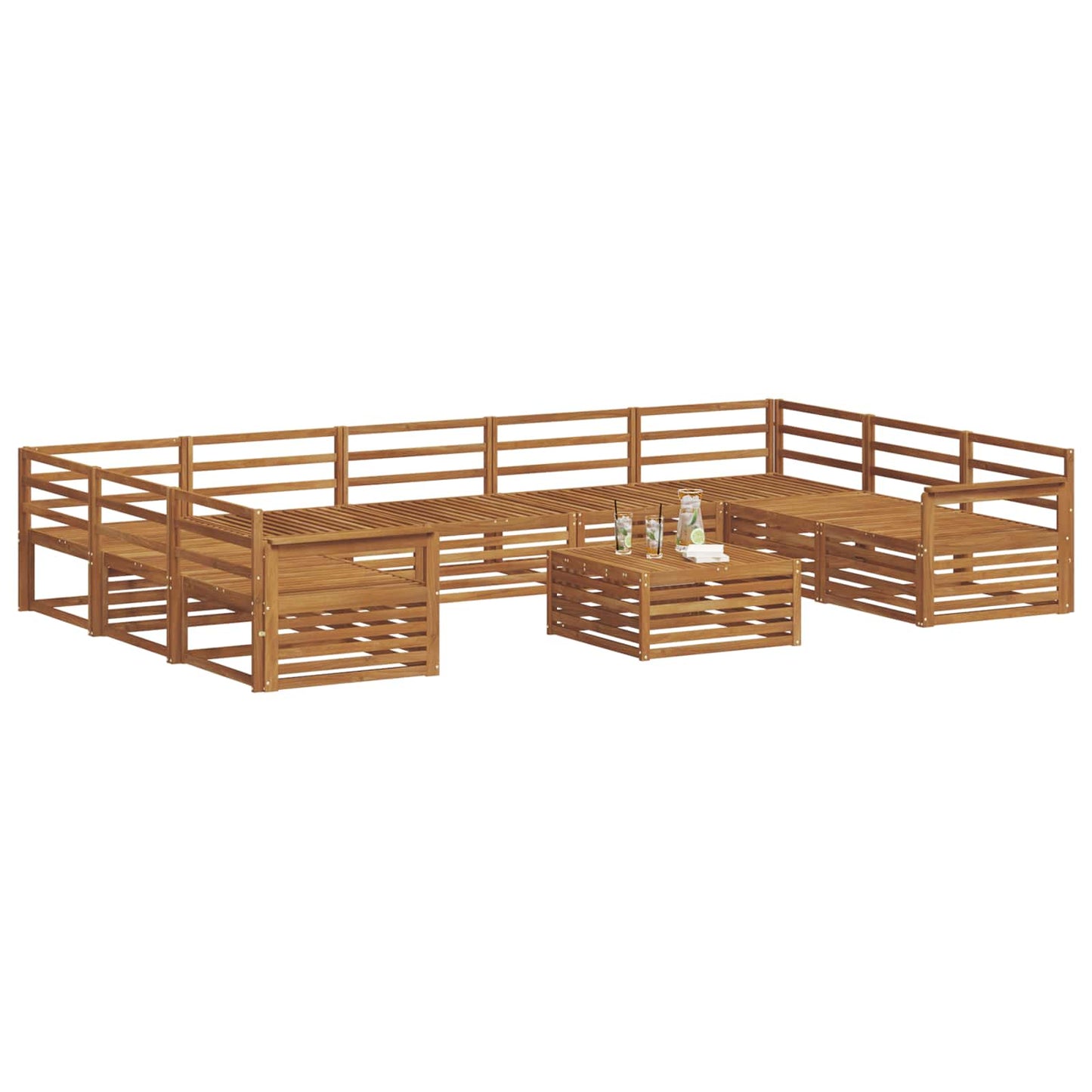 Outdoor Sofa Set 10 pcs Natural Solid Acacia Wood