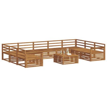 Outdoor Sofa Set 10 pcs Natural Solid Acacia Wood