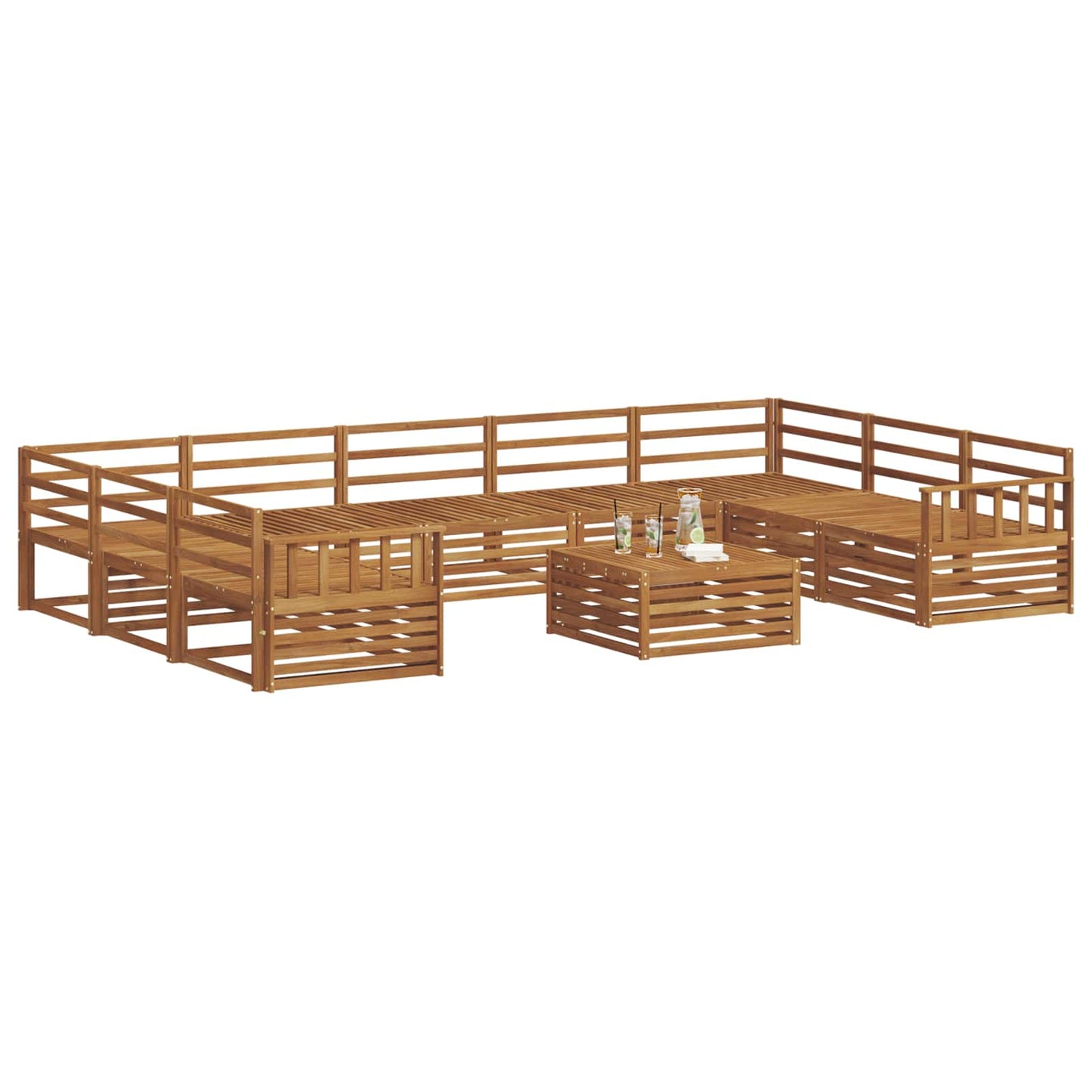 Outdoor Sofa Set 10 pcs Natural Solid Acacia Wood