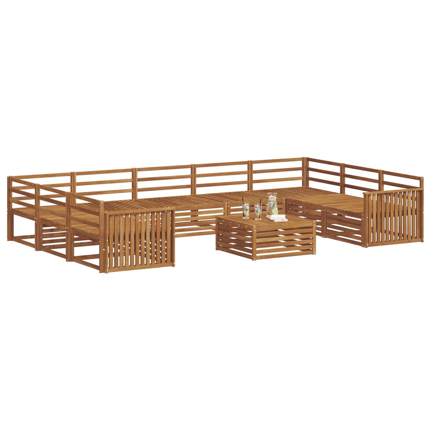 Outdoor Sofa Set 10 pcs Natural Solid Acacia Wood