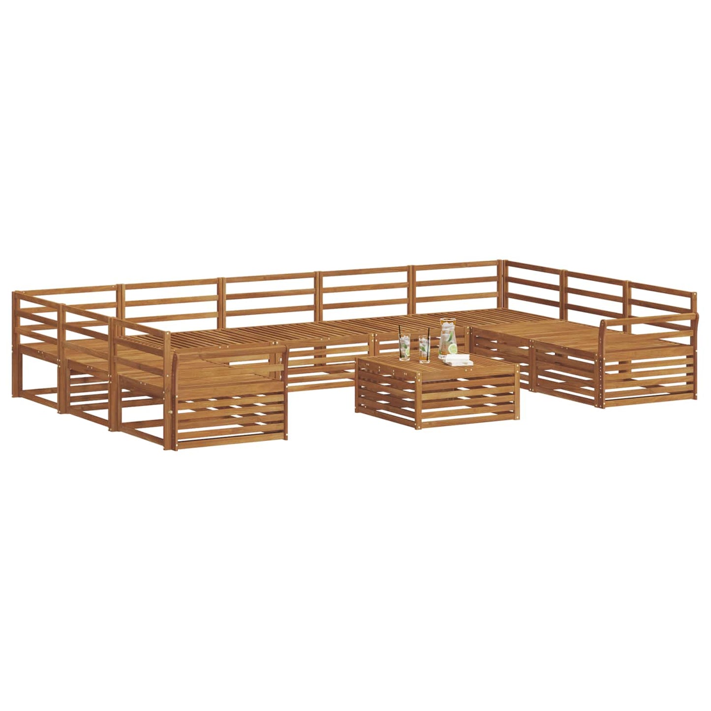 Outdoor Sofa Set 10 pcs Natural Solid Acacia Wood