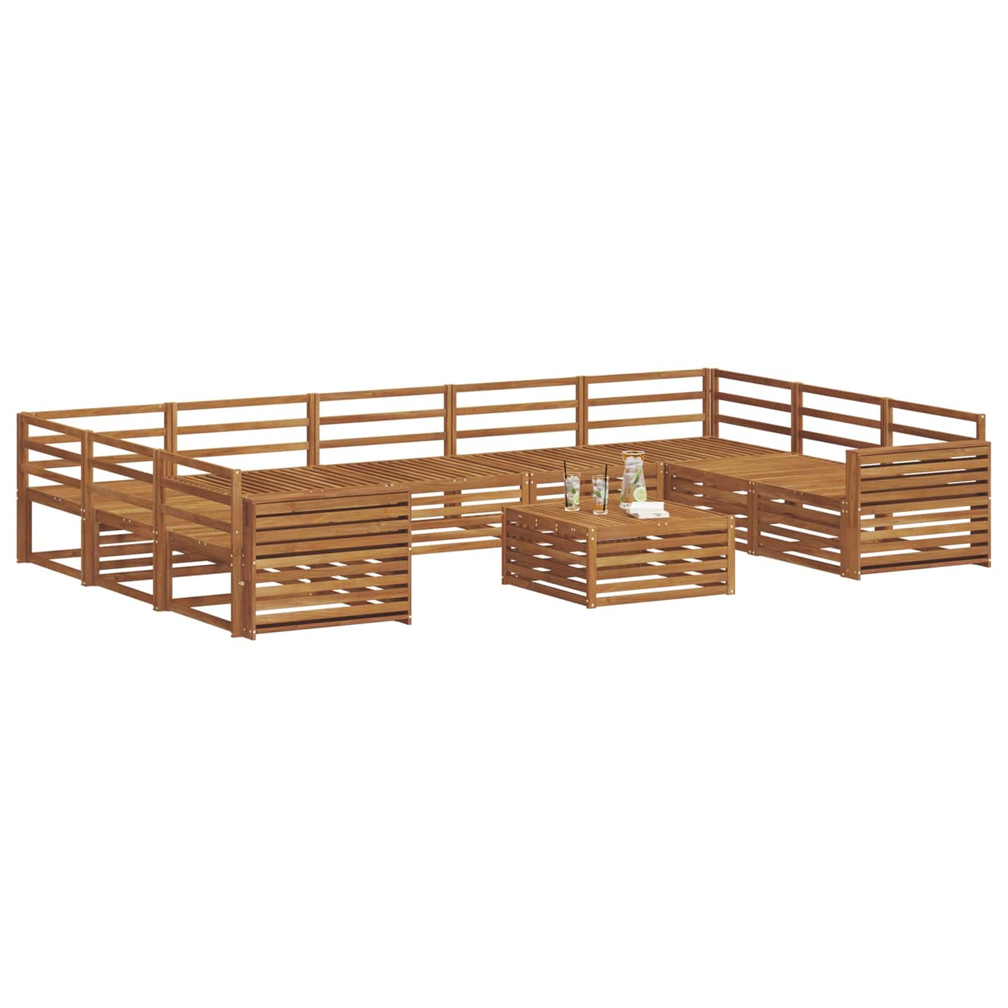 Outdoor Sofa Set 10 pcs Natural Solid Acacia Wood