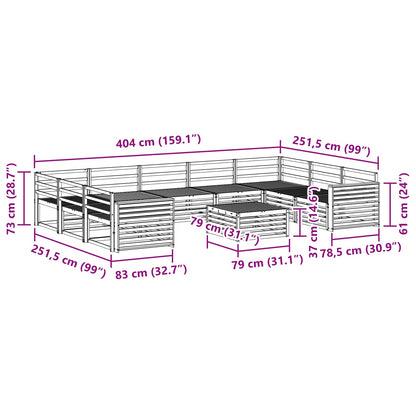 Outdoor Sofa Set 10 pcs Natural Solid Acacia Wood