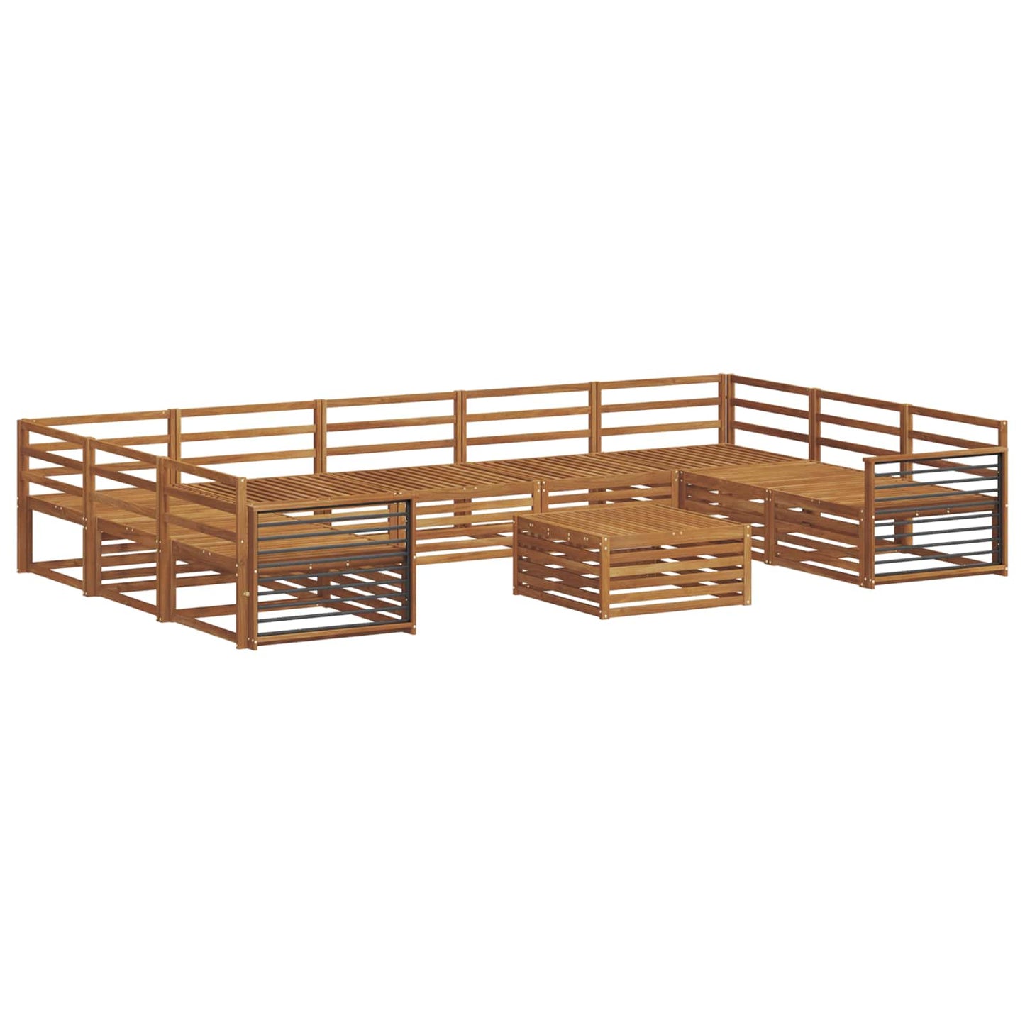 Sofa Sets 10 pcs Natural Solid Acacia Wood