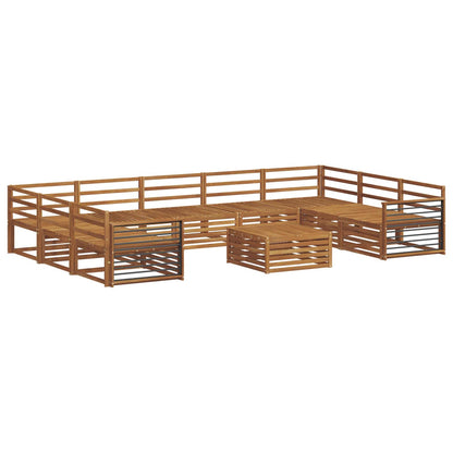 Sofa Sets 10 pcs Natural Solid Acacia Wood