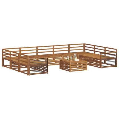 Sofa Sets 10 pcs Natural Solid Acacia Wood