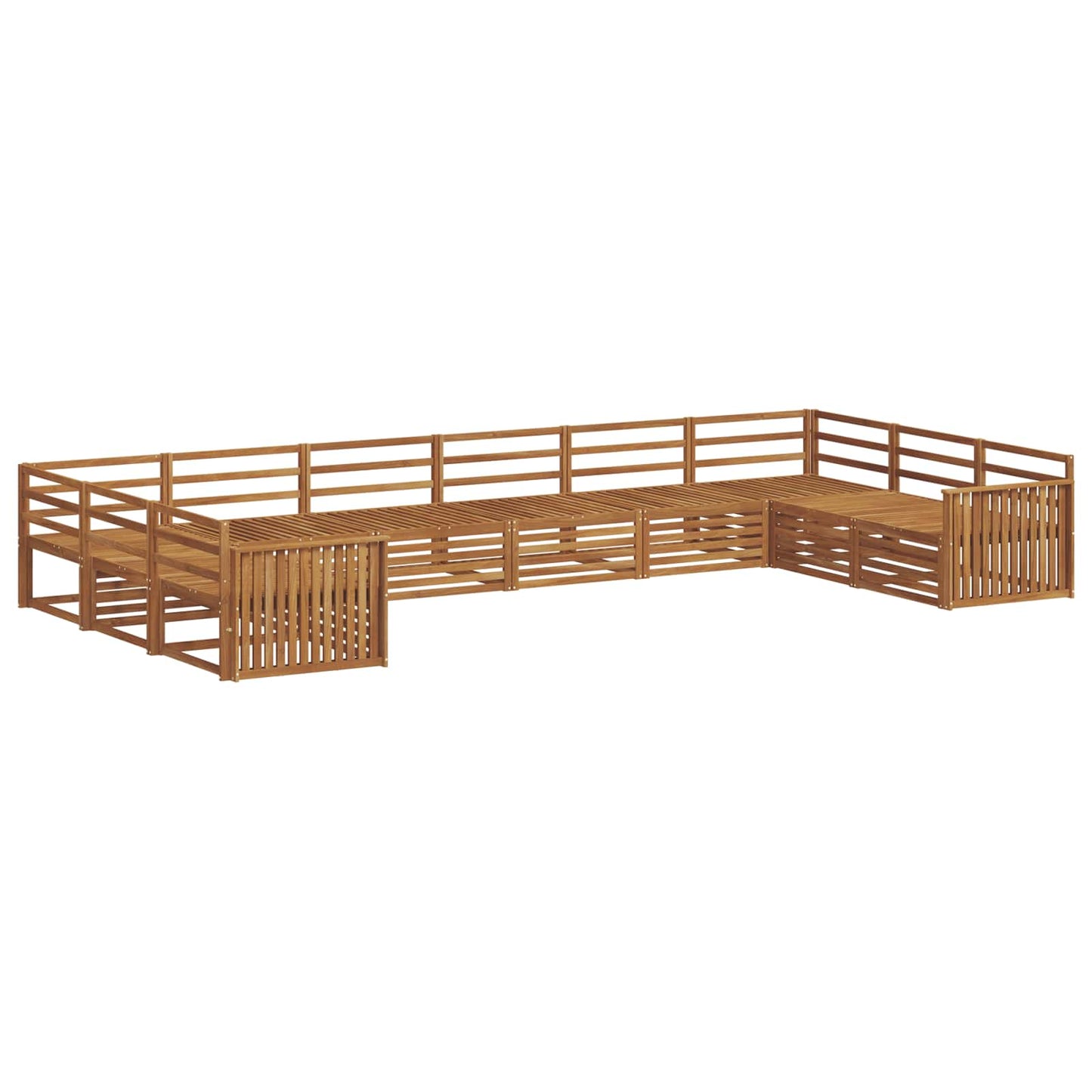 Sofa Sets 10 pcs Natural Solid Acacia Wood