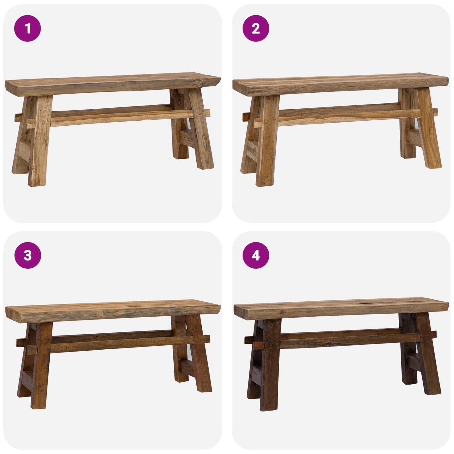 Bench Natural 100 x 29 x 43.5 cm Solid Teak Wood