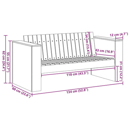 Garden Sofa White 134 x 60 x 62 cm Solid Pine Wood