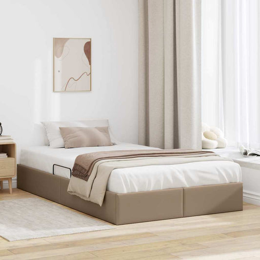 Storage Bed with Mattress Cappucino 120 x 200 cm Faux leather