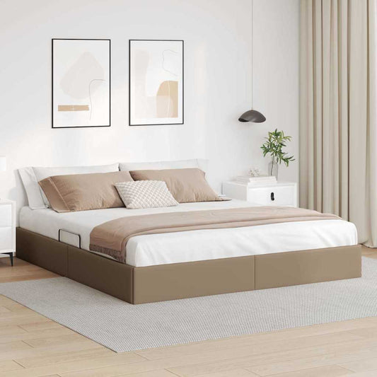 Storage Bed with Mattress Cappucino 180 x 200 cm Faux leather