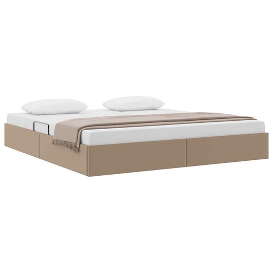 Storage Bed with Mattress Cappucino 180 x 200 cm Faux leather