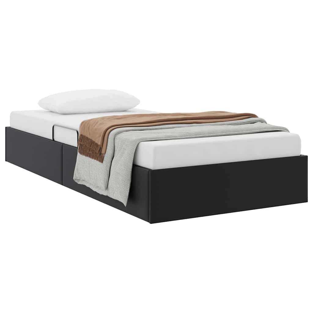 Storage Bed with Headboard Black 90 x 190 cm Faux leather