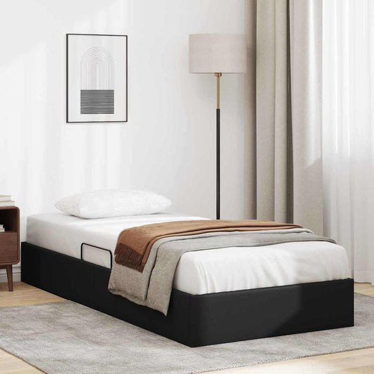 Storage Bed with Storage Black 100 x 190 cm Faux leather