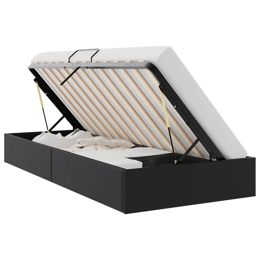 Storage Bed with Storage Black 100 x 190 cm Faux leather
