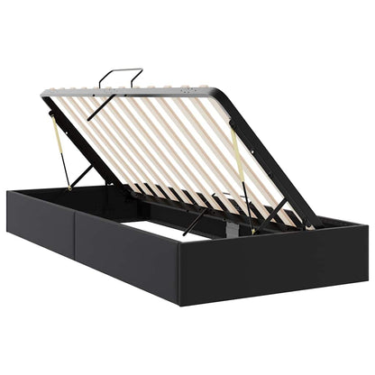 Storage Bed with Storage Black 100 x 190 cm Faux leather