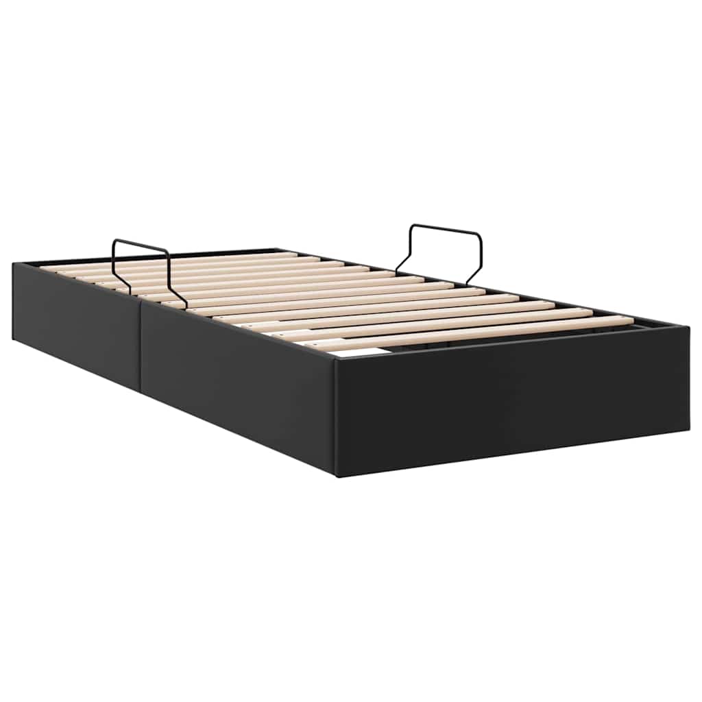 Storage Bed with Storage Black 100 x 190 cm Faux leather