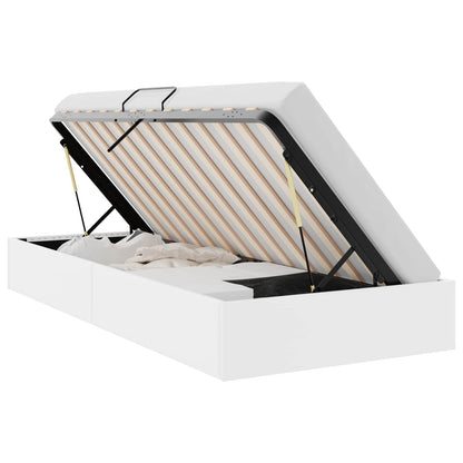 Storage Bed with Storage Pure White 100 x 190 cm Faux leather