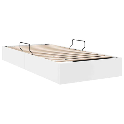 Storage Bed with Storage Pure White 100 x 190 cm Faux leather