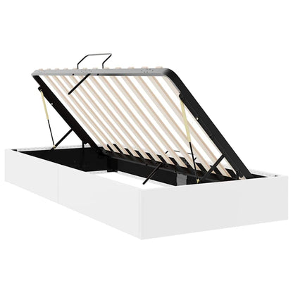Storage Bed with Storage Pure White 100 x 190 cm Faux leather