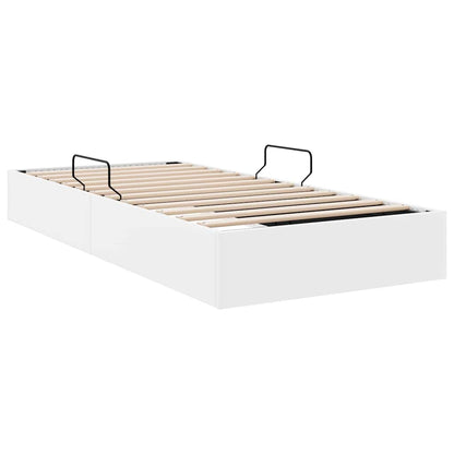 Storage Bed with Storage Pure White 100 x 190 cm Faux leather