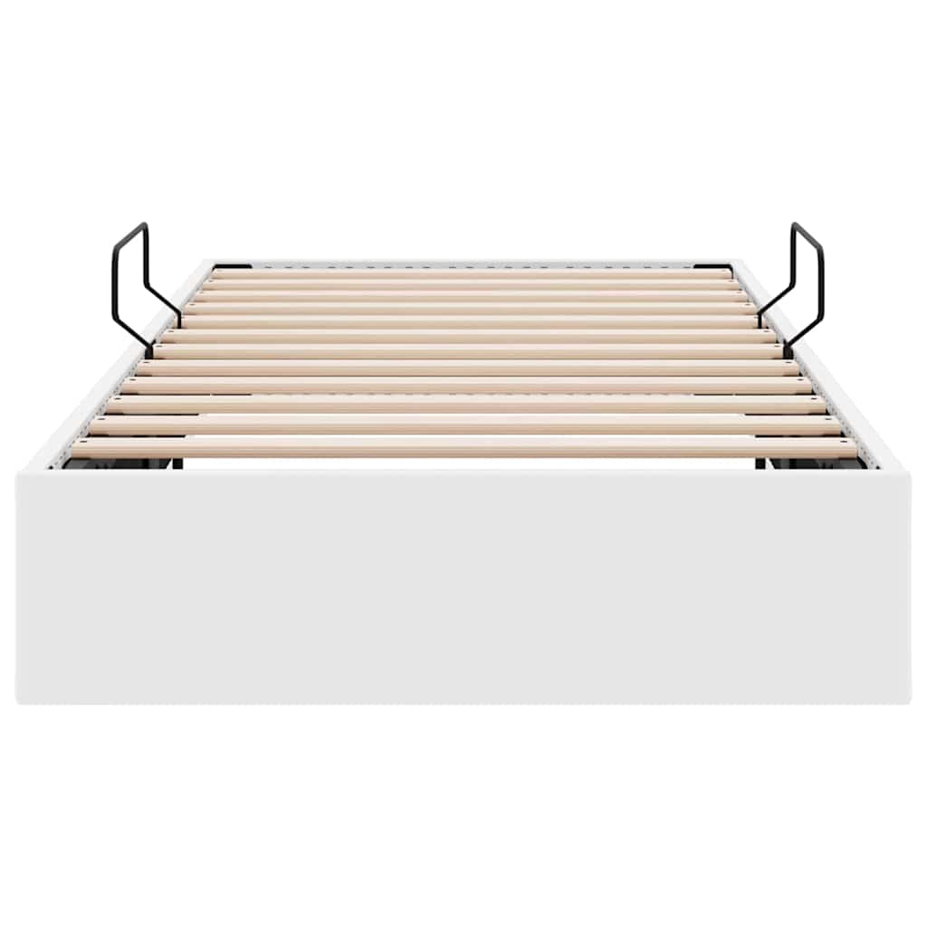Storage Bed with Storage Pure White 100 x 190 cm Faux leather