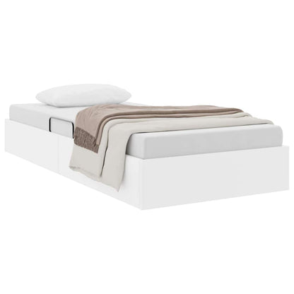 Storage Bed with Storage Pure White 100 x 190 cm Faux leather
