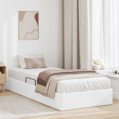 Storage Bed White 100 x 203 cm Faux leather