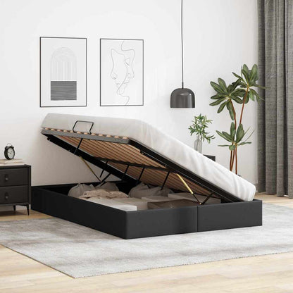 Storage Bed with Storage Black 137 x 190 cm Faux leather