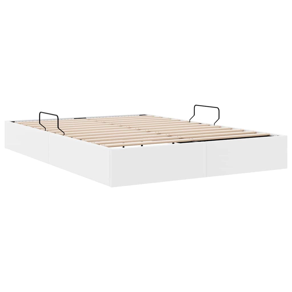 Storage Bed with Storage Pure White 137 x 190 cm Faux leather