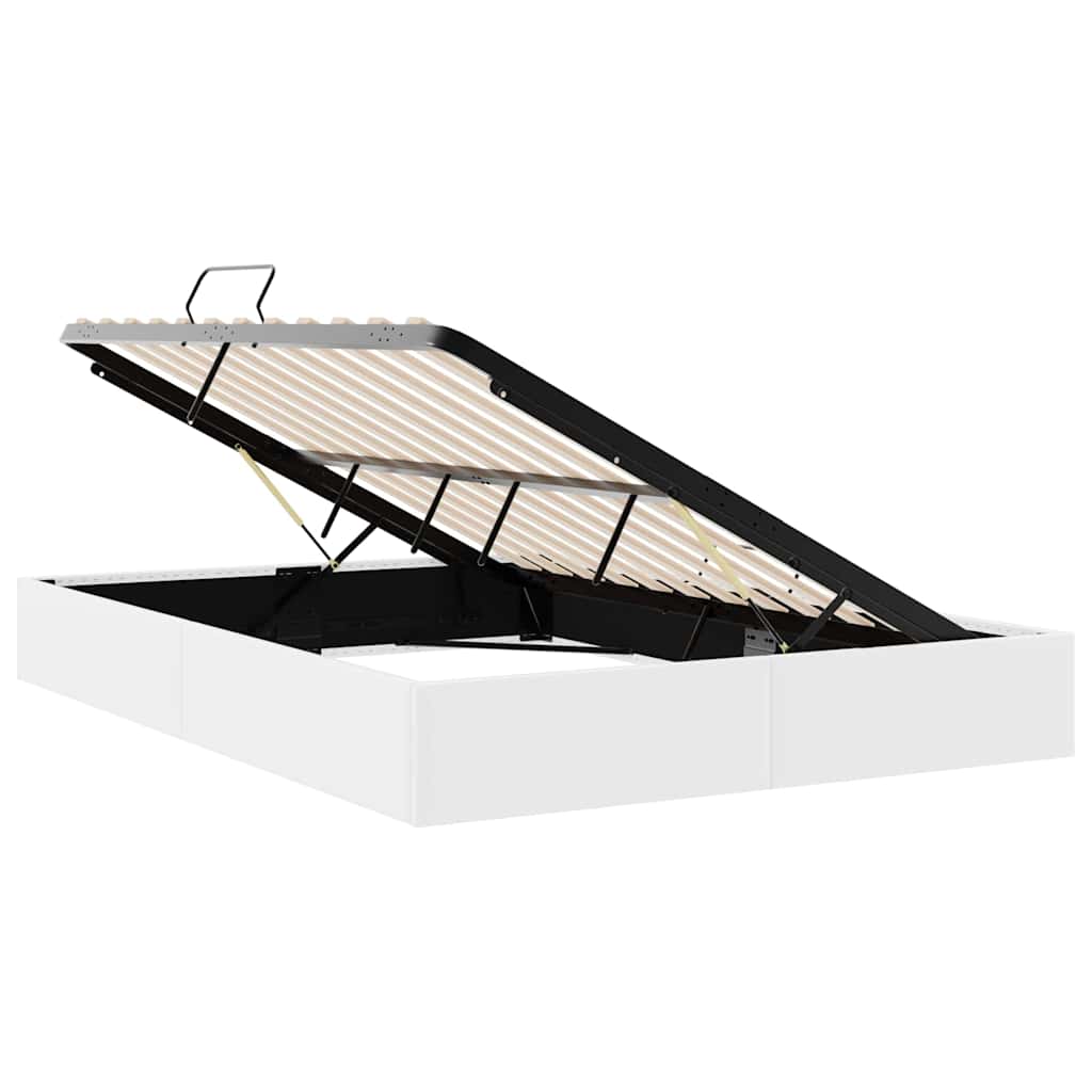 Storage Bed with Storage Pure White 137 x 190 cm Faux leather