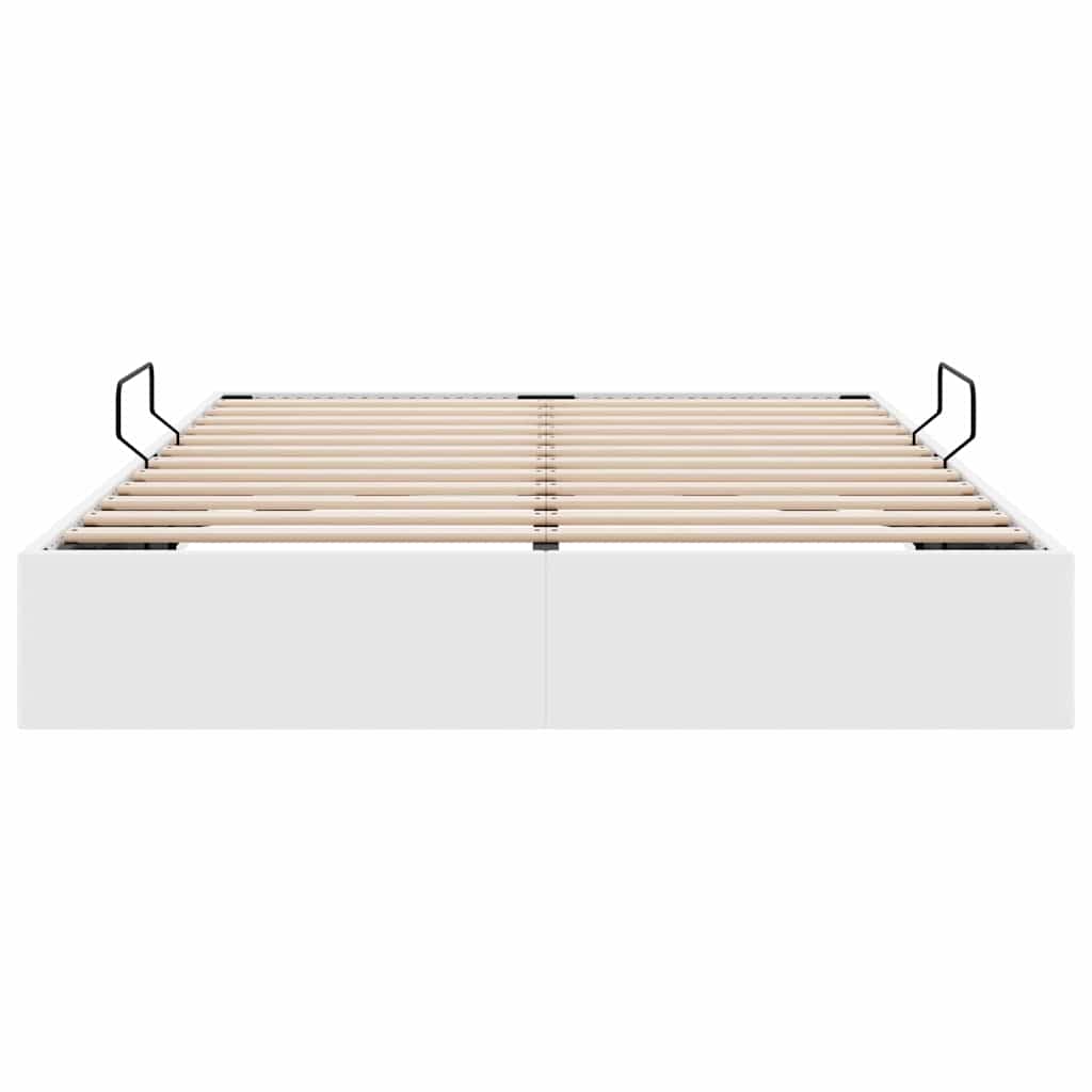 Storage Bed with Storage Pure White 137 x 190 cm Faux leather