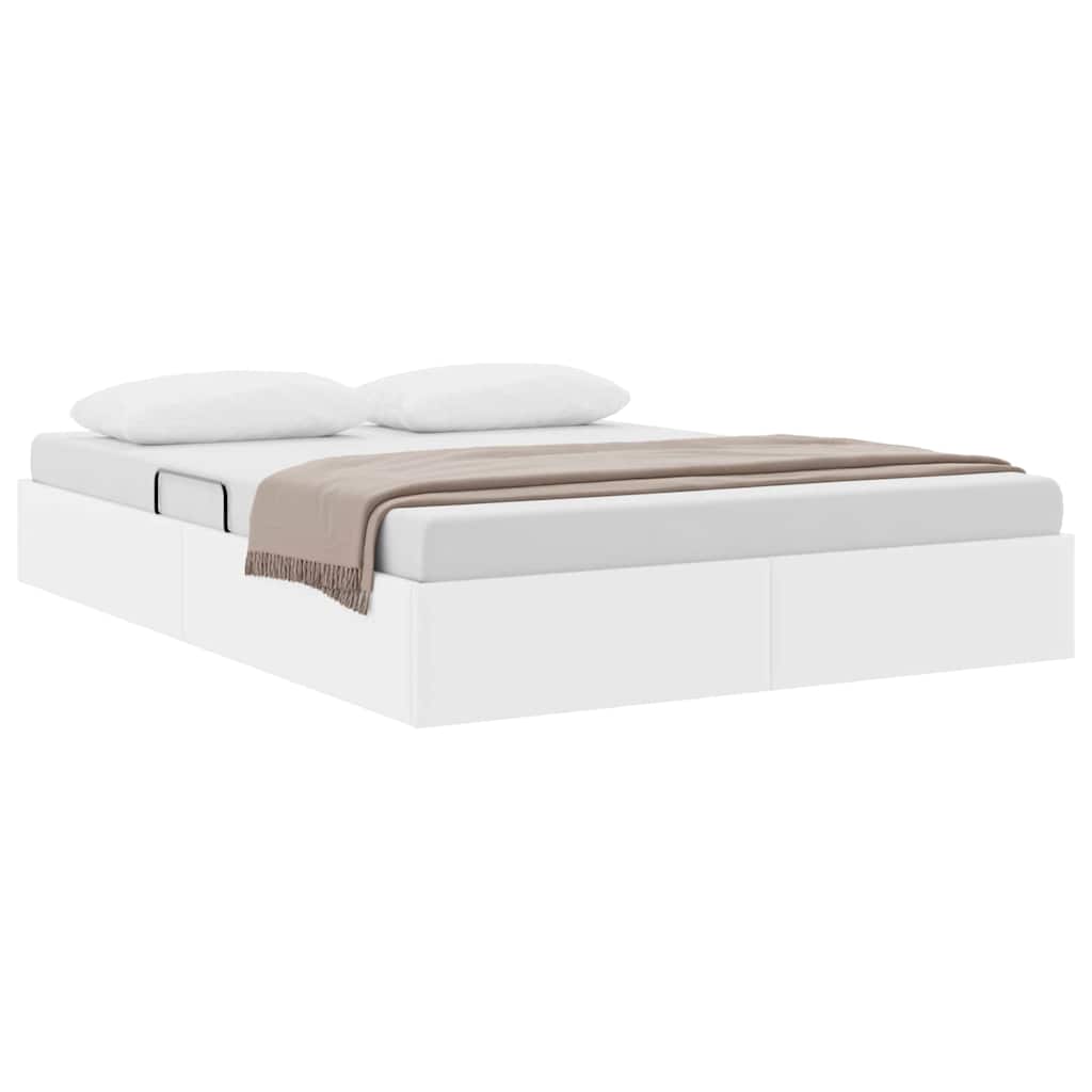 Storage Bed with Storage Pure White 137 x 190 cm Faux leather
