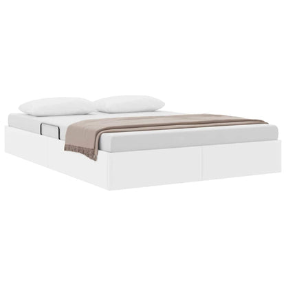 Storage Bed with Storage Pure White 137 x 190 cm Faux leather