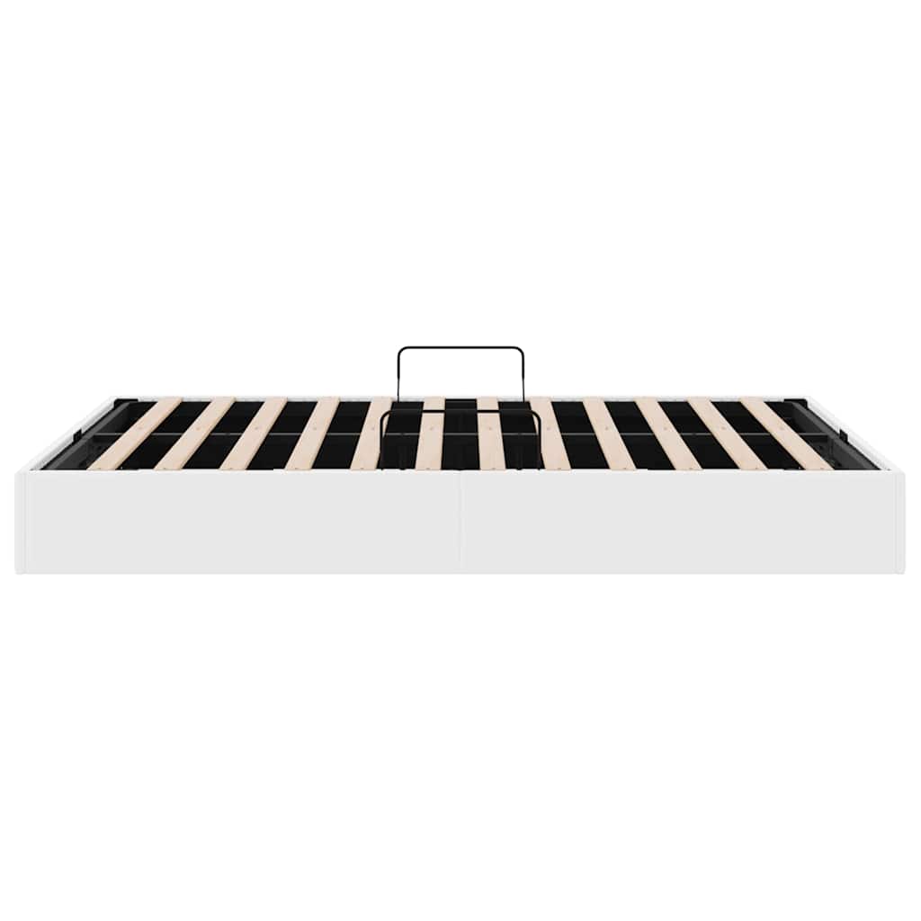 Storage Bed with Storage Pure White 137 x 190 cm Faux leather