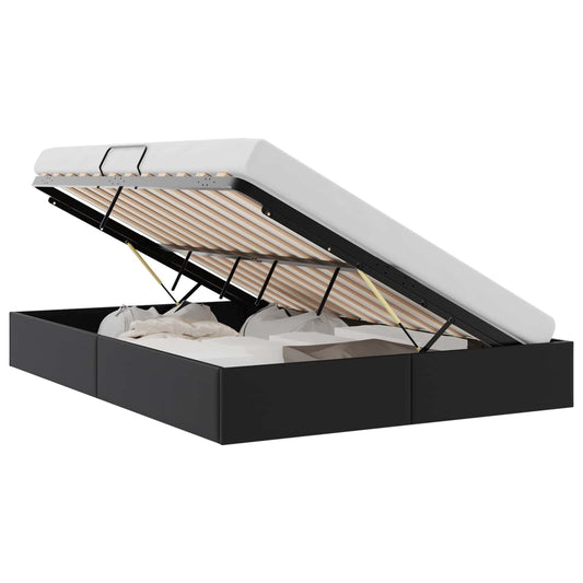 Storage Bed with Storage Black 153 x 203 cm Faux leather