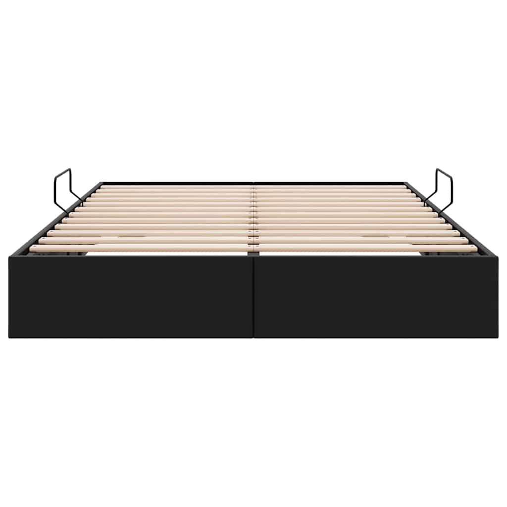 Storage Bed with Storage Black 153 x 203 cm Faux leather