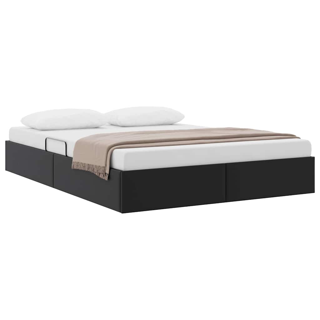 Storage Bed with Storage Black 153 x 203 cm Faux leather